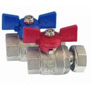Кран шаровой с накид гайкой  д/коллектора 1" M328-4 ТИМ (пара)