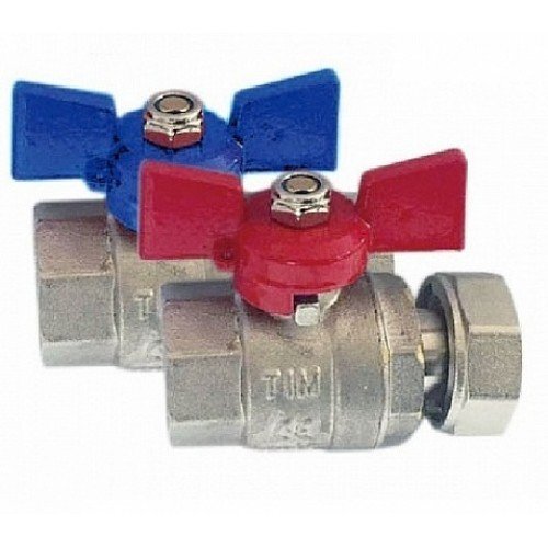 Кран шаровой с накид гайкой  д/коллектора 1" M328-4 ТИМ (пара)