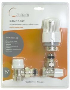 Комплект термост д/радиат угл 1/2 (клапан термостат+термогол+клапан настр) RVKS207.02 ТИМ