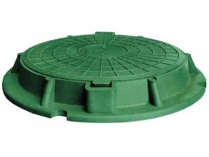 Люк КРУГЛЫЙ канализ ВЫСОКИЙ ЛЕГКИЙ (до 3,0т) б/замка ЗЕЛЕНЫЙ (d крышки=590мм, d люка=760мм, h=90мм)