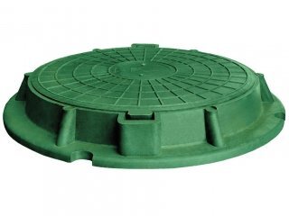Люк КРУГЛЫЙ канализ ВЫСОКИЙ ЛЕГКИЙ (до 1,5т) б/замка ЗЕЛЕНЫЙ (d крышки=590мм, d люка=760мм, h=90мм)