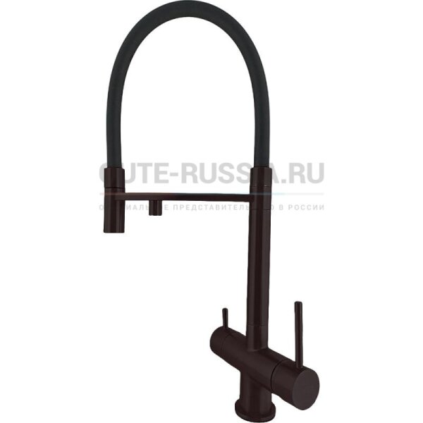 Смес. д/кухни бок/руч шар/шпилька с вых д/подк фильтра сил/гибк/излив с держ ф35 Т61203ВК-2 черный