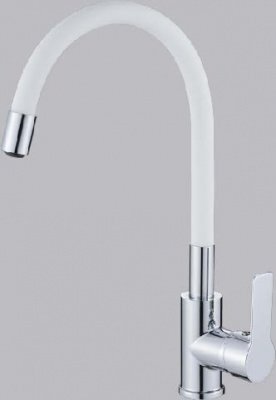 Смес. д/кухни бок/руч шар/гайка силик/гибк/излив ф35 НВ70112-8 белый