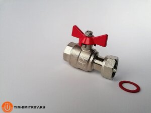 Кран шар с накидной гайкой Ду15 м/м баб BV209-C02FN ТИМ