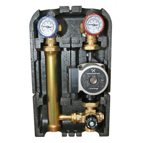 Насосная группа с трехход смесит клап 1" б/насоса (180) NG-MK-0101 ТИМ