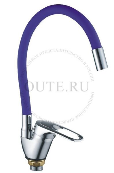 Смес. д/кухни бок/руч шар/гайка силик/гибк/излив ф40 R3193F-3 синий