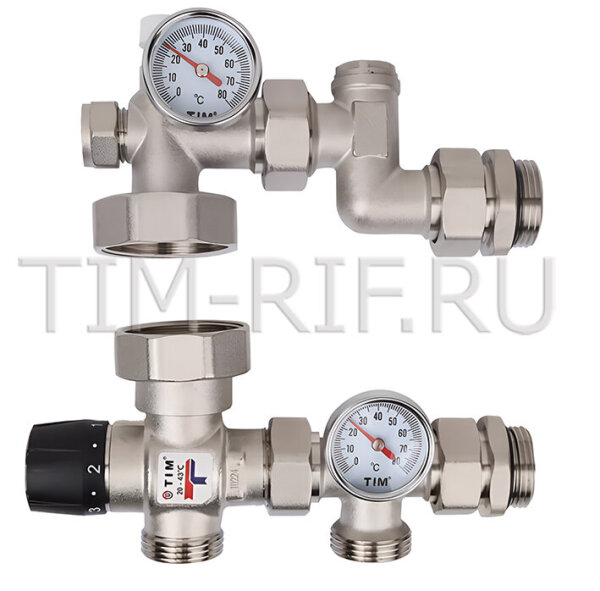 Узел комбимикс с термостат. клапаном с эксцентриком 1 1/2* 130/180мм JH-1035Х ТИМ