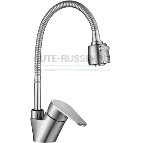 Смес. д/кухни бок/руч шар/гайка ф35 гофр/излив/аэр Т40513В-8 НЕРЖ