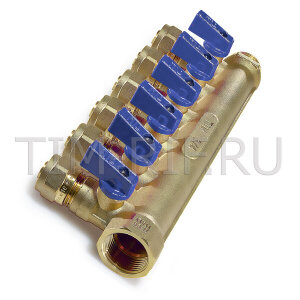 Коллектор  6-прох 3/4*16*6 с кранами 200-3/4(6) ТИМ