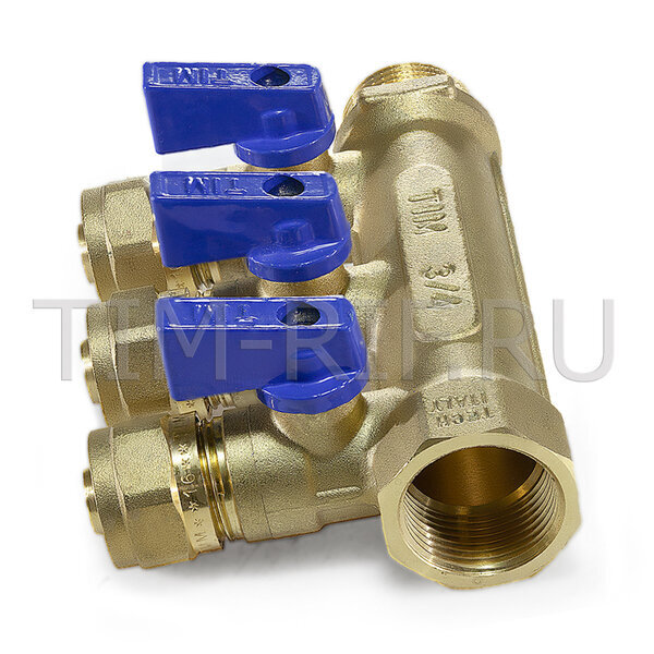 Коллектор  3-прох 3/4*16*3 с кранами 200-3/4(3) ТИМ