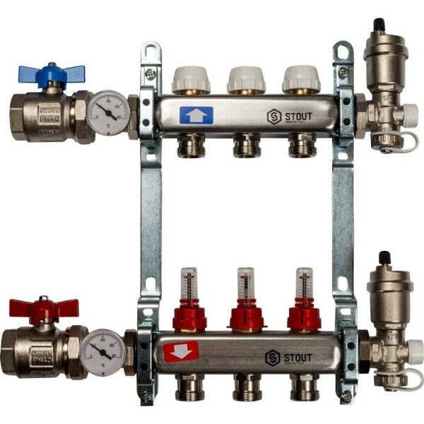 Коллект/группа   3 выхода/нерж STOUT (полный комплект)