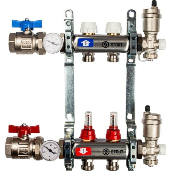 Коллект/группа   2 выхода/нерж STOUT (полный комплект)