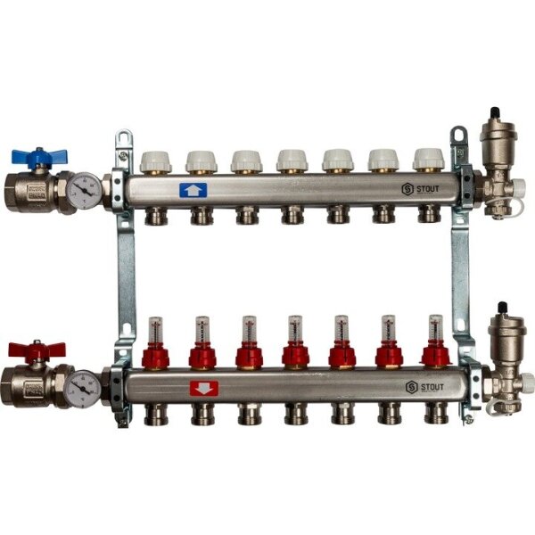 Коллект/группа   7 выходов/нерж STOUT (полный комплект)