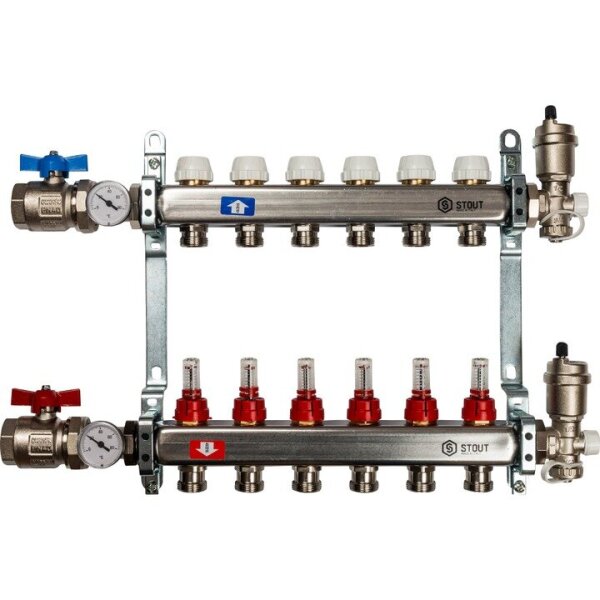Коллект/группа   6 выходов/нерж STOUT (полный комплект)