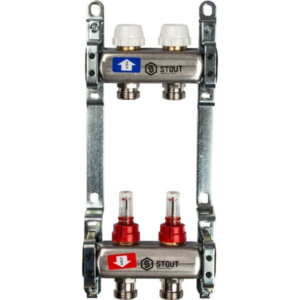 Коллект/группа с расх б/кранов и нак-ков  2 выхода/нерж STOUT