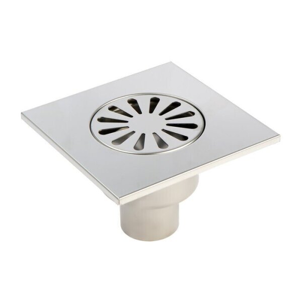 Трап из нерж/стали с вертик выпуском 15х15см Ф50 BAD021501 ТИМ