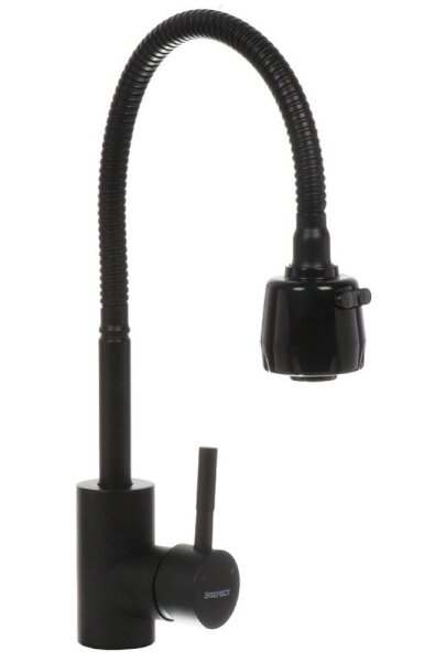 Смес. д/кухни бок/руч шар/гайка гофр гусак с аэрат 35мм ЭВЕРЕСТ В58-2016М черный