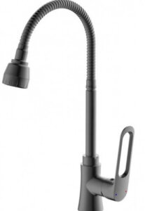 Смес. д/кухни бок/руч шар/гайка гофр гусак с аэрат ЭВЕРЕСТ В58-15319 серый