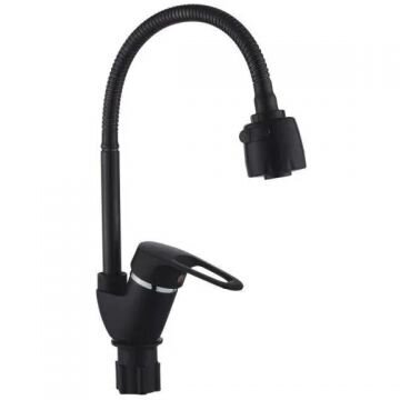 Смес. д/кухни бок/руч шар/гайка гофр гусак с аэрат ЭВЕРЕСТ В58-0266 черный