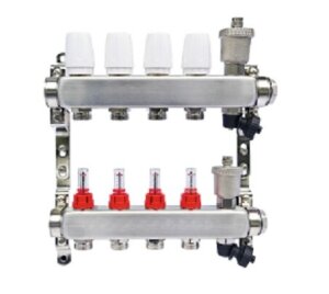 Коллект/группа с расх и воздухоотв б/кранов и нак-ков/нерж 1"  3 выход SM.2055.03 Квадрат SANLUX