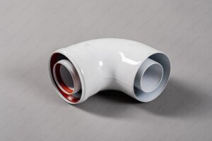 Угол коаксиальный 90* ф60/100мм УНИВЕРСАЛЬНЫЙ