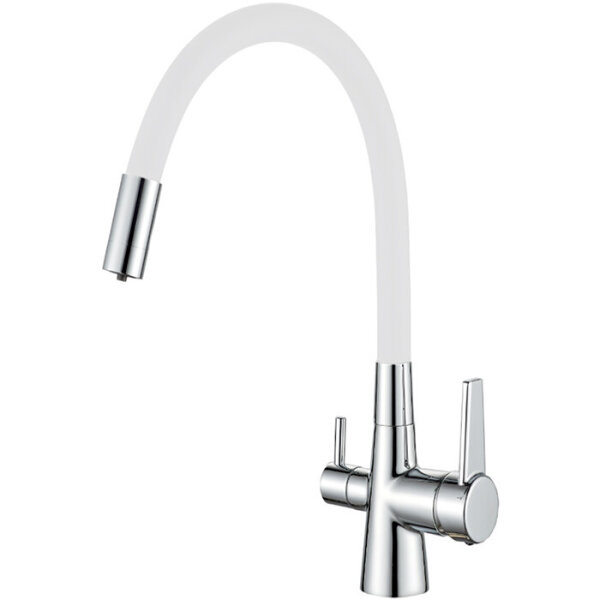 Смес. д/кухни бок/руч шар/гайка со встроен фильтром д/питьев воды ф35 HB76858-8 белый