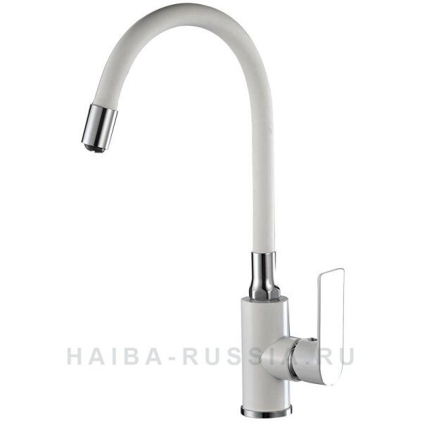 Смес. д/кухни бок/руч шар/гайка силик/гибк/излив ф35 НВ73505-8 белый