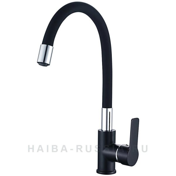 Смес. д/кухни бок/руч шар/гайка силик/гибк/излив ф35 НВ70113-7 черный