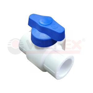 Кран шар. ПП с латун. шаром D20 мини (синяя ручка) VALFEX