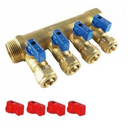 Коллектор  1"*20* 2 крана красные/синие ручки 200-1(2)-20 ТИМ