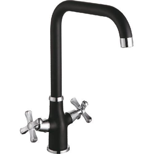 Смес. д/кухни 1/2 кер/гайка выс/изл черн/хром Т6513ВК-1