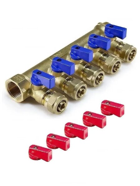 Коллектор  5-прох 3/4*16*5 с кранами 200-3/4(5) ТИМ