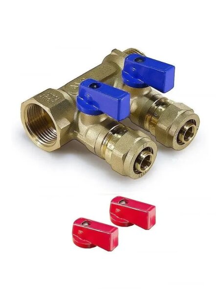 Коллектор  2-прох 3/4*16*2 с кранами 200-3/4(2) ТИМ