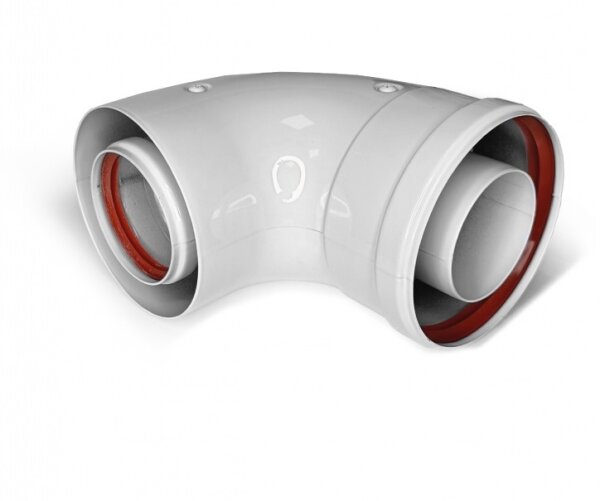 Угол коаксиальный 90* ф60/100мм УНИВЕРСАЛЬНЫЙ